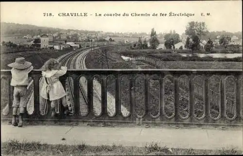 Ak Chaville Hauts de Seine, La courbe du chemin de fer electrique