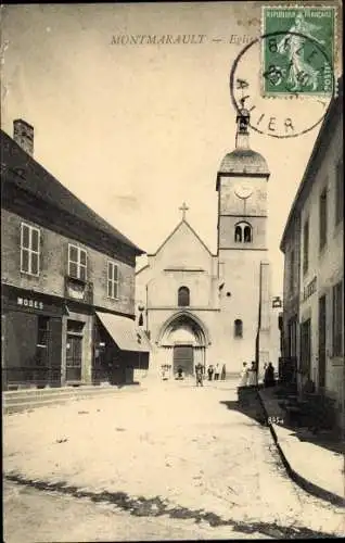 Ak Montmarault Allier, Eglise, Commerce de Modes, Commerce J. Albert