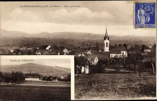 Ak Hartmannswiller Hartmannsweiler Elsass Haut Rhin, Gesamtansicht, Château d'Ollwiller