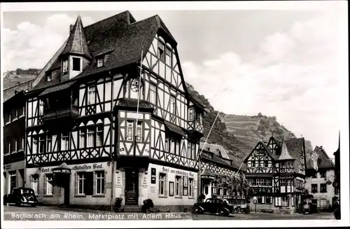 Ak Bacharach am Rhein, Pension Hermersdorf, Marktplatz mit Altem Haus