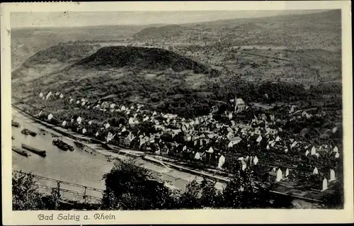 Ak Bad Salzig Boppard am Rhein, Panorama am Rhein