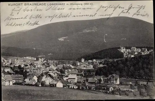 Ak Braunlage im Oberharz, Panorama, Wurmberg