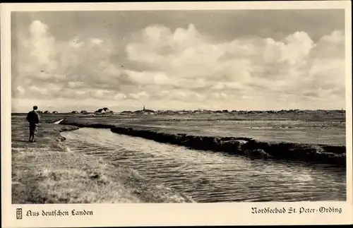Ak Sankt Peter Ording, Priel, Panorama St. Peter Dorf