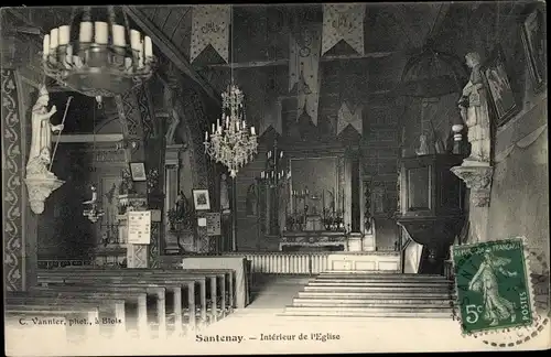 Ak Santenay Loir et Cher, Intérieur de l´Église