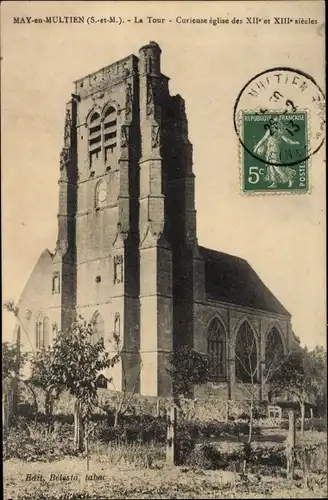 Ak May en Multien Seine et Marne, La Tour, Église