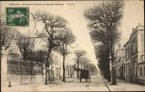 Ak Meulan Yvelines, Boulevard Voltaire et Quartier de Thun