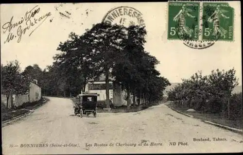 Ak Bonnières Yvelines, Les Routes de Cherbourg et du Havre