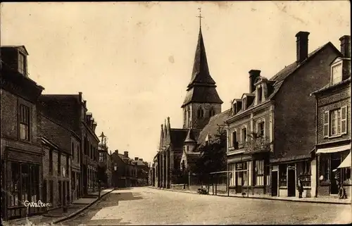 Ak Serquigny Eure, Place du Vieux Pont