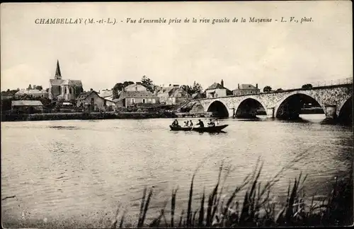 Ak Chambellay Maine-et-Loire, Pont, Vue d´Ensemble