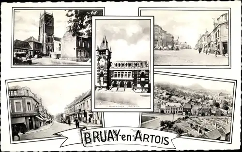 Ak Bruay-la-Buissière Pas de Calais, L'Eglise, Rue, Vue Generale