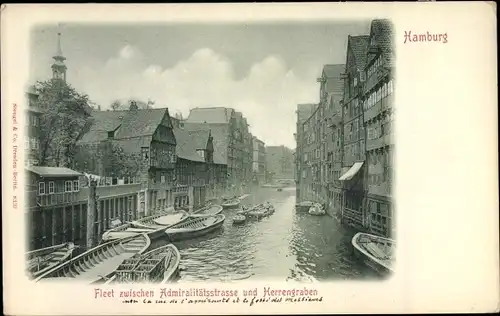 Ak Hamburg Mitte Altstadt, Fleet zwischen Admiralitätsstraße und Herrengraben