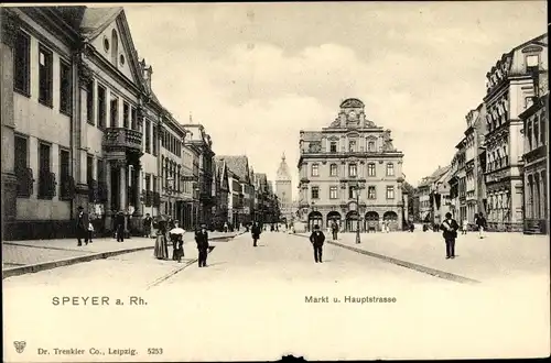 Ak Speyer am Oberrhein Rheinland Pfalz, Markt, Hauptstraße