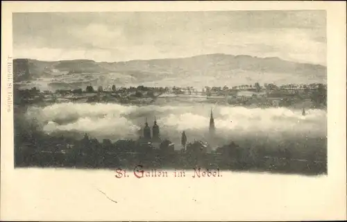 Ak Sankt Gallen Stadt Schweiz, Stadt im Nebel