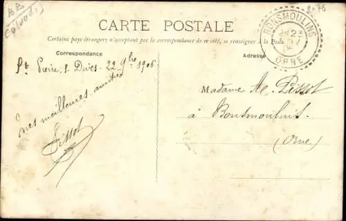 Ak Saint-Pierre-sur-Dives Calvados, Bords de la Dive, Rue de Caen