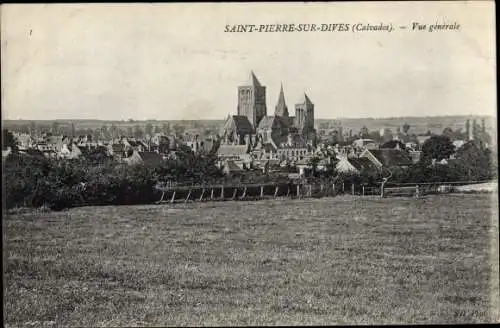 Ak Saint-Pierre-sur-Dives Calvados, Vue Générale