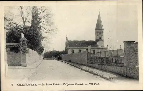 Ak Champrosay Essonne, Église, Paroisse d´Alphonse Daudet