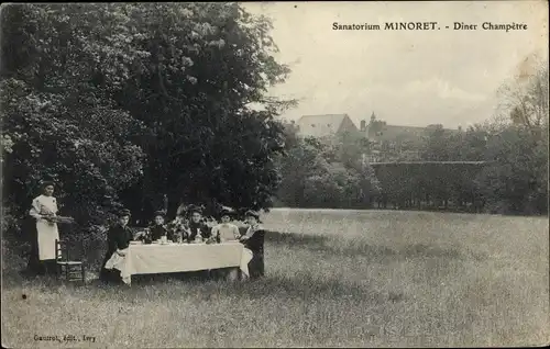 Ak Champrosay Essonne, Sanatorium Minoret, Dîner Champêtre