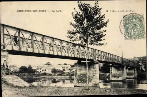 Ak Bonnières-sur-Seine Yvelines, Le Pont