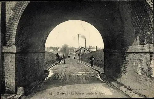 Ak Bréval Yvelines, Le Pont et Entree
