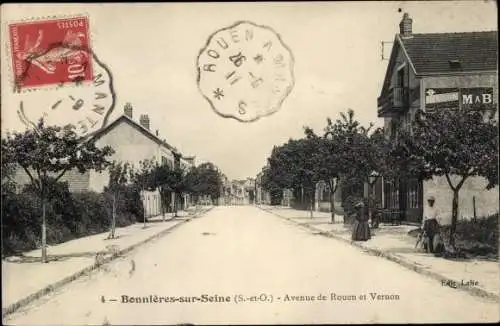 Ak Bonnières-sur-Seine Yvelines, Avenue de Rouen et Vernon