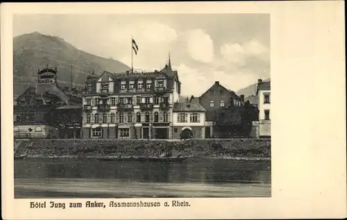 Ak Assmannshausen Rüdesheim am Rhein, Hotel Jung zum Anker, Außenansicht
