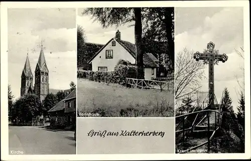 Ak Kalterherberg Monschau in der Eifel, Kirche, Vennhaus, Kreuz im Venn