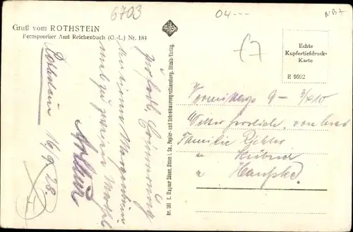 Ak Rothstein Rotstein Reichenbach in der Oberlausitz, Bergrestaurant, Außenansicht