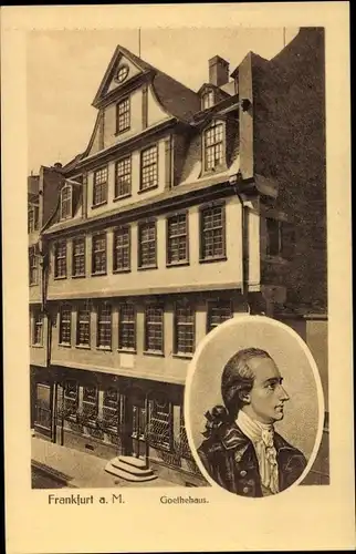 Ak Frankfurt am Main, Goethehaus, Seitenportrait von Goethe
