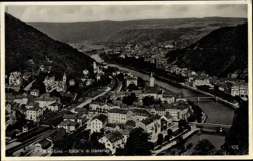 Ak Bad Ems an der Lahn, Blick von der Bäderley