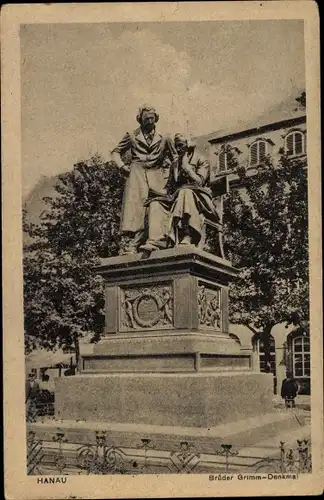 Ak Hanau am Main, Brüder Grimm Denkmal
