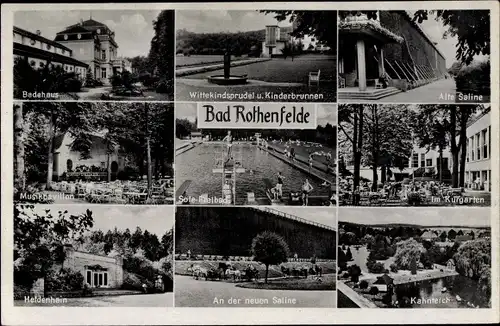 Ak Bad Rothenfelde am Teutoburger Wald, Saline, Badehaus, Musikpavillon, Kurgarten, Heldenhain