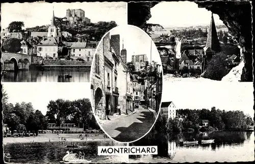 Ak Montrichard Loir et Cher, Château , Église, Plage, Ruelles