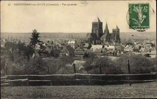 Ak Saint-Pierre-sur-Dives Calvados, Vue Générale