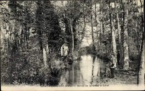 Ak Saint-Pierre-sur-Dives Calvados, Bords de la Dives à Carel