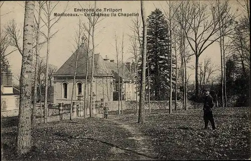 Ak Montceaux Seine et Marne, Le Château, la Chapelle