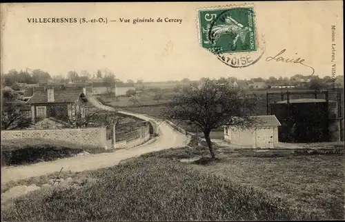 Ak Villecresnes Val-de-Marne, Vue Générale de Cercay