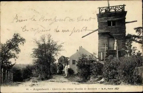 Ak Argenteuil Val d'Oise, Chemin du Vieux Moulin de Sannois