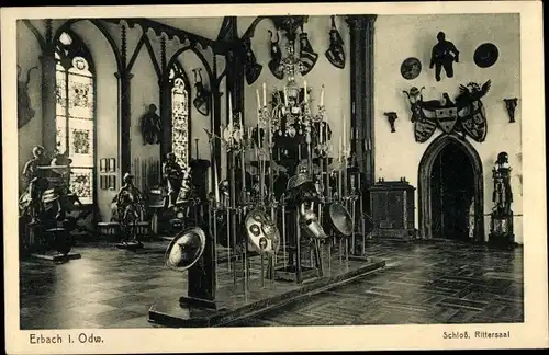 Ak Erbach im Odenwald Hessen, Schloss, Rittersaal