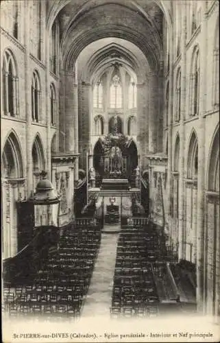 Ak Saint-Pierre-sur-Dives Calvados, Intérieur de l´Église