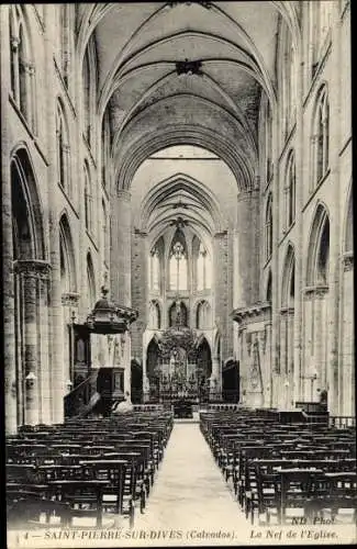 Ak Saint-Pierre-sur-Dives Calvados, Intérieur de l´Église