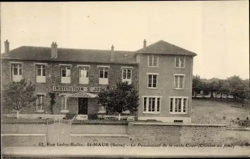 Ak Saint Maur Val de Marne, Rue Ledru-Rollin, Pensionnat et Vaste Cour