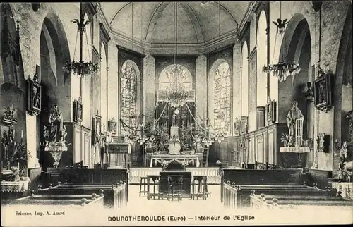 Ak Bourgtheroulde Eure, Intérieur de l´Église