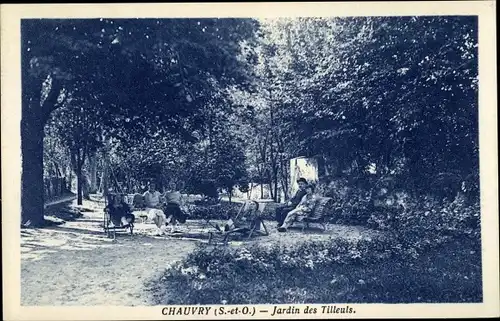 Ak Chauvry Val d´Oise, Jardin des Tilleuls