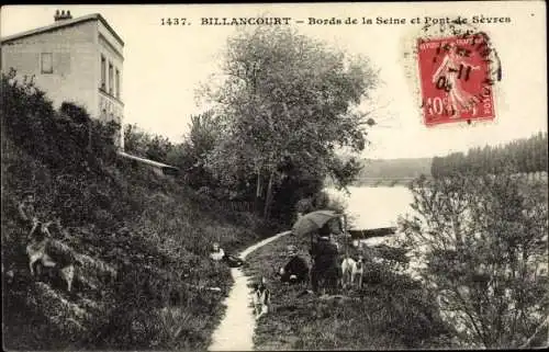 Ak Billancourt Hauts de Seine, Bords de la Seine et Pont de Sevres