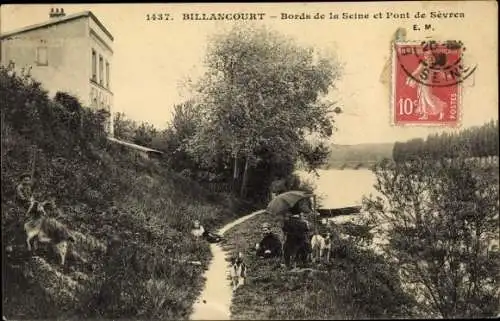 Ak Billancourt Hauts de Seine, Bords de la Seine et Pont de Sevres