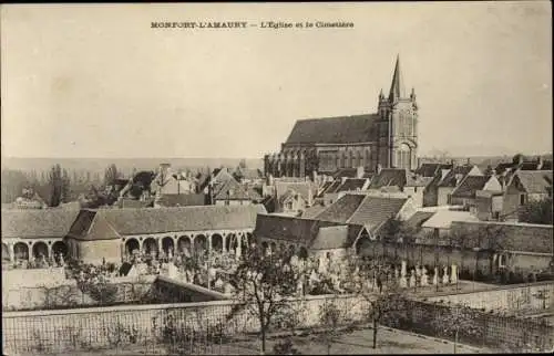 Ak Montfort l´Amaury Yvelines, Église et Cimetière