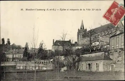 Ak Montfort l´Amaury Yvelines, Église et Remparts de la Ville