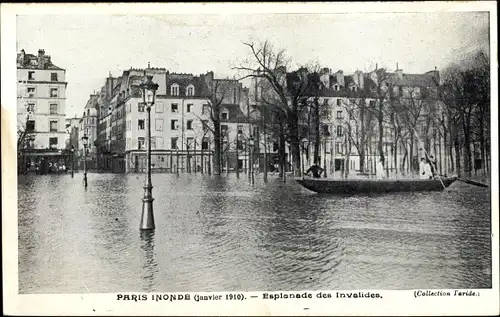 Ak Paris Inondé, Januar 1910, Esplanade des Invalides