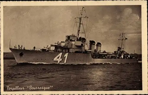 Ak Marine de Guerre Francaise, Le Torpilleur Bourrasque, französisches Kriegsschiff