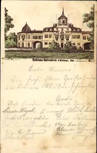 Künstler Ak Weimar in Thüringen, Schloss Belvedere